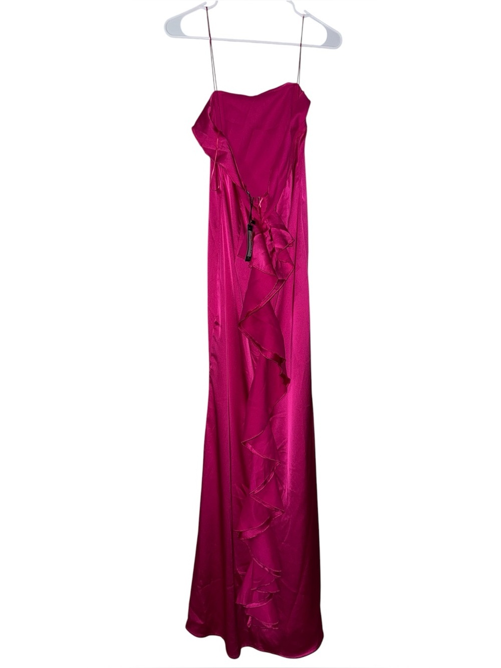NWT PrettyLittleThing Satin Draped Frill Back Detail Maxi Dress Size 2 - Picture 2 of 6